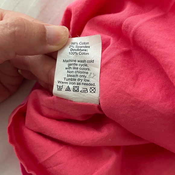 J. Crew Flamenca Neon Hot Pink Strapless Ruffle Cocktail Dress Cotton Sz 6 - Picture 12 of 16